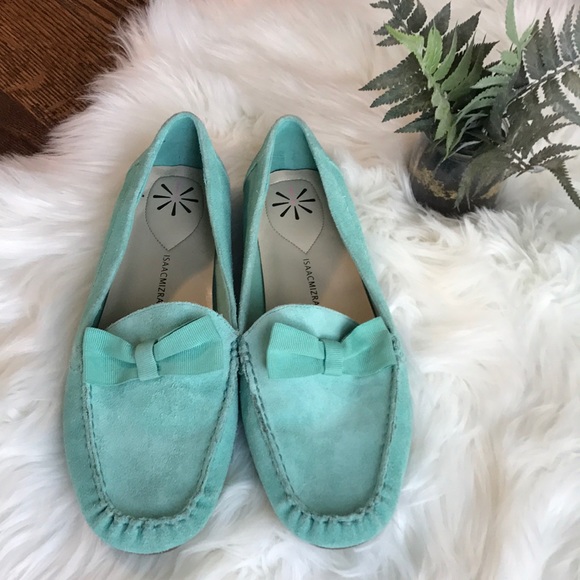 mint green loafers